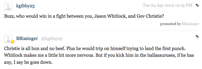 Buzz Bissinger Stops By Deadspin Comments l Bissinger Calls Out Chris Christie