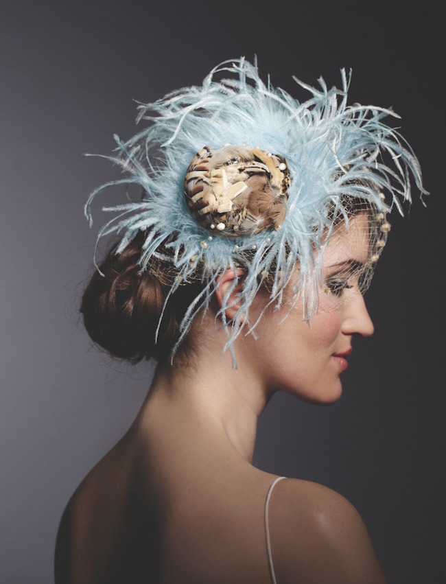  FLIGHTS OF FANCY: The Blue Puff Quail Fascinator from Diamond Tooth Taxidermy.