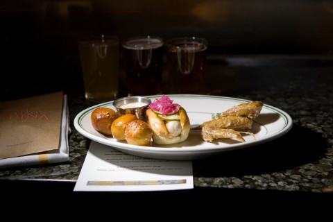 North Broad - Pretzels, mortadella hot dog and chicken wings are taken up several notches at Alla Spina.