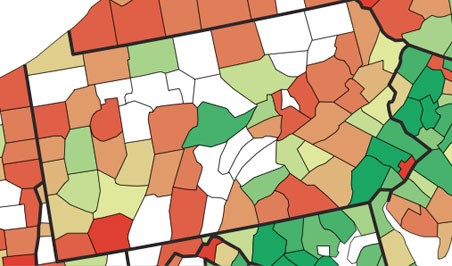 Pennsylvania and Philadelphia Twitter Happiness Map