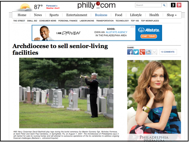 Screenshot of philly.com web page