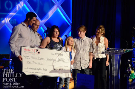Hamels Foundation's Fourth Annual Diamonds and Denim, Cole Hamels presents check to Angle family