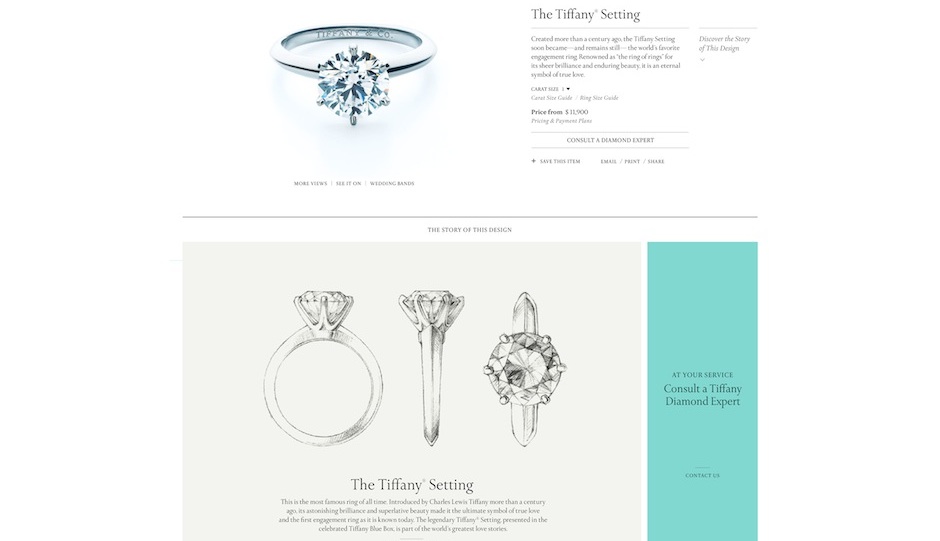 The new tiffany.com offers new retina images and extensive diamond-shopping services for its consumers.