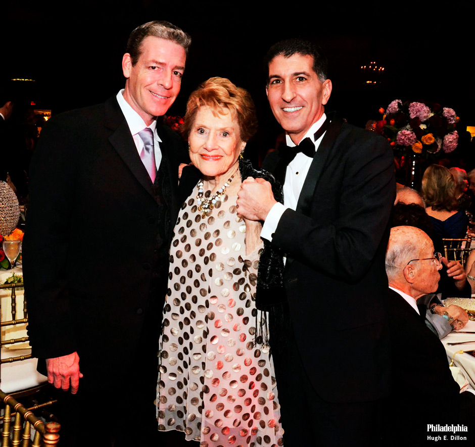The evening was a reunion of former dancers, current dancers, and supporters of the ballet over the past 50 years. The highlight was a tribute to visionary Barbara Weisberger, who founded the Pennsylvania Ballet in 1962 and led the nationally renowned company for twenty years. Artistic director Roy Kaiser (left), Barbara Weisberger and executive director Michael Scolamiero of Pennsylvania Ballet