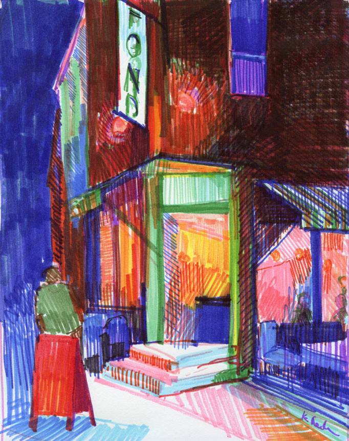 Fond Night, Crayola SuperTips on paper - By Mundie Art