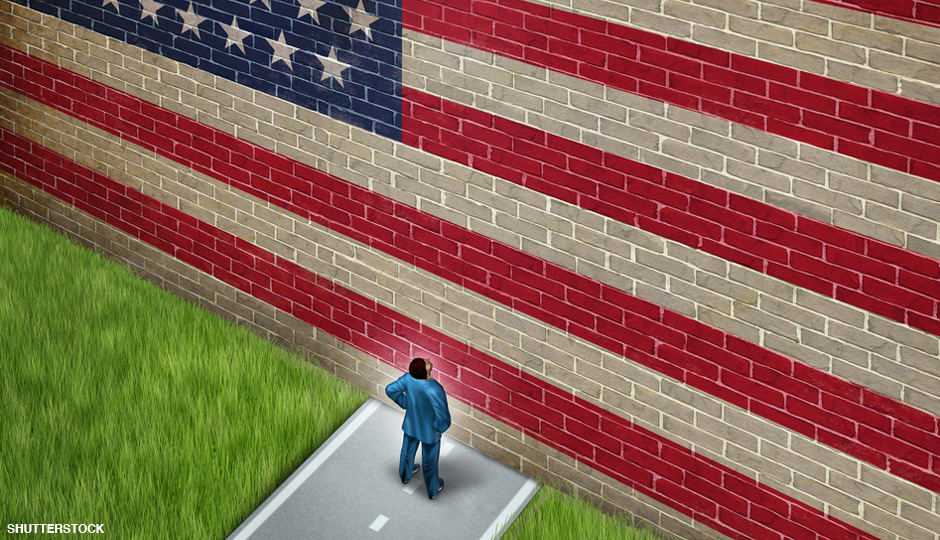 American Flag as a brick wall
