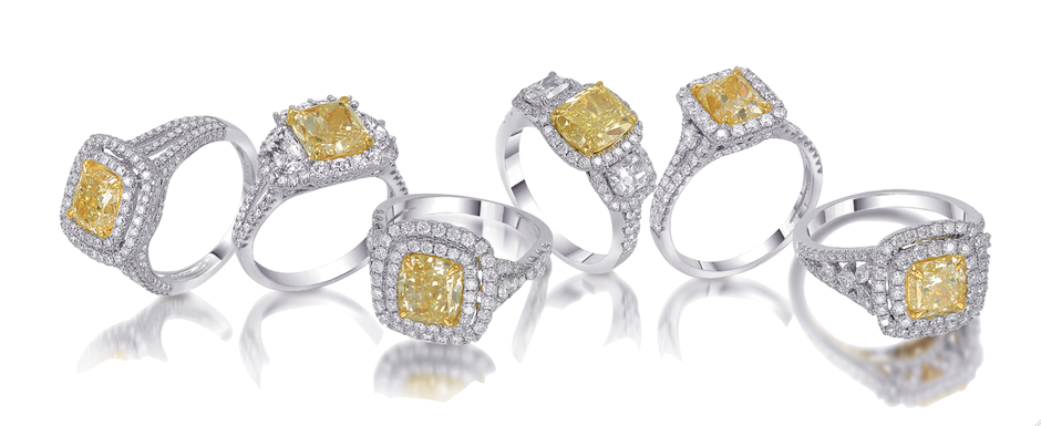 The new yellow diamond engagement ring collection from Bernie Robbins Jewelers. 