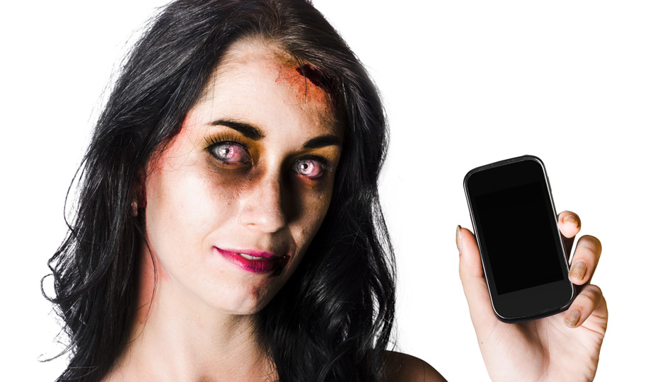zombie with cell phone