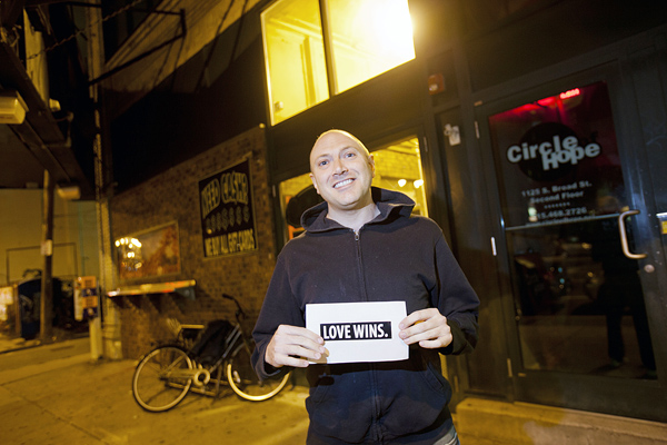 Andrew Stahler standing outside a Circle of Hope location on South Broad Street. 