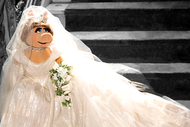 The lovely Miss Piggy, in her Vivienne Westwood wedding gown. Photo: Mary Ellen Mathews/Disney.
