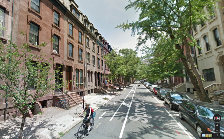 Google Street View of the lovely and desirable 2000 block of Spruce Street.