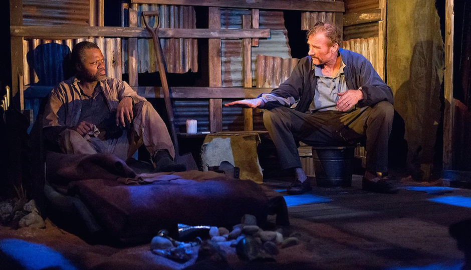 Kirk Wendell Brown and Peter DeLaurier in Lantern's current production, The Train Driver. Photo by Mark Garvin.