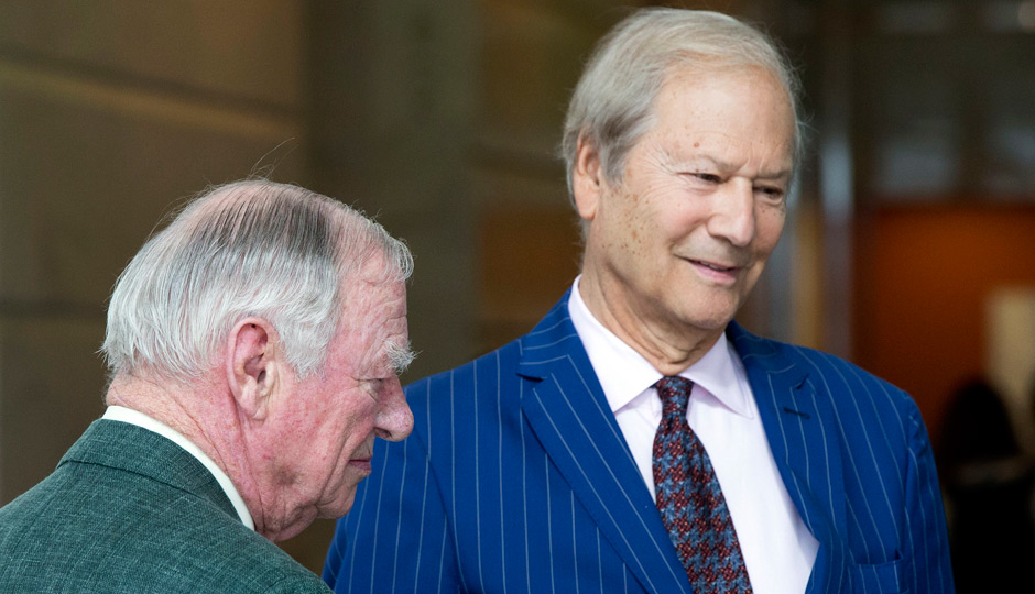 Philanthropist H.G. "Gerry" Lenfest, left, and businessman Lewis Katz arrive for a closed-door auction to buy the The Philadelphia Inquirer and Philadelphia Daily News Tuesday, May 27, 2014, in Philadelphia. Katz and Lenfest are taking over Philadelphia's two largest newspapers with an $88 million auction bid. AP Photo | Matt Rourke