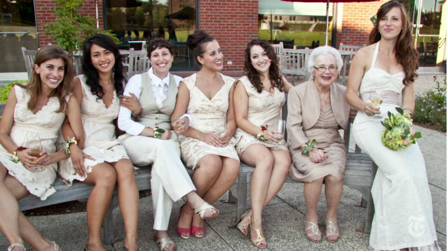 Grandmother bridesmaids are our new favorite thing. Video screen grab from nytimes.com. 