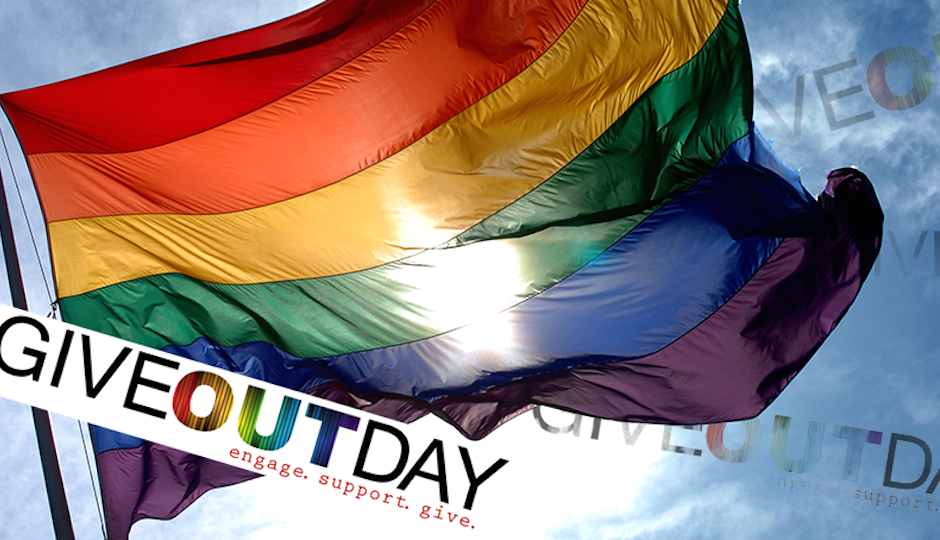 Give OUT Day Rainbow Flag