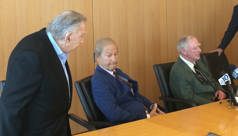Attorney Richard Sprague, left, advised Lew Katz, center, and Gerry Lenfest on their bid to control the Inquirer and Daily News.