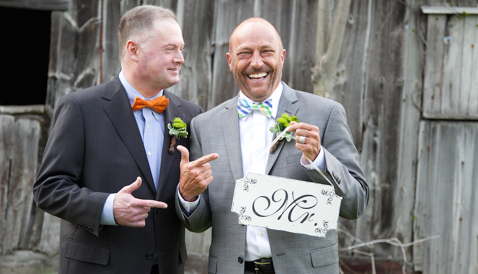 Newlyweds Steve Meyers (right) and Scott TK. Photo by Debbie McGeorge of Art + TK Photography. 