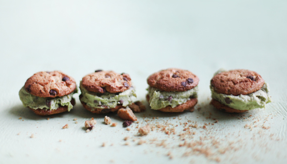 Vegan Avocado Mint Chocolate Chip Ice Cream Sandwiches Pinned by Free People