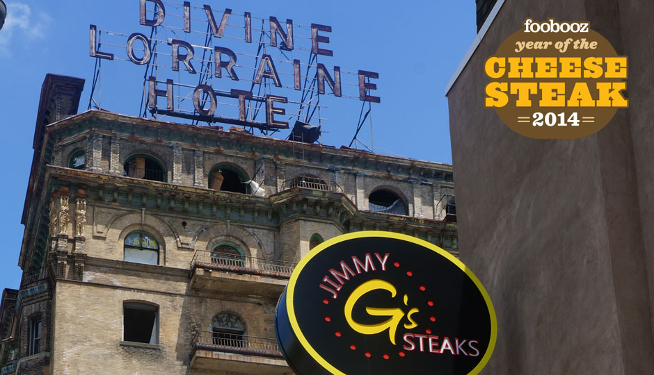 Jimmy G's Steaks next to the Divine Lorraine.