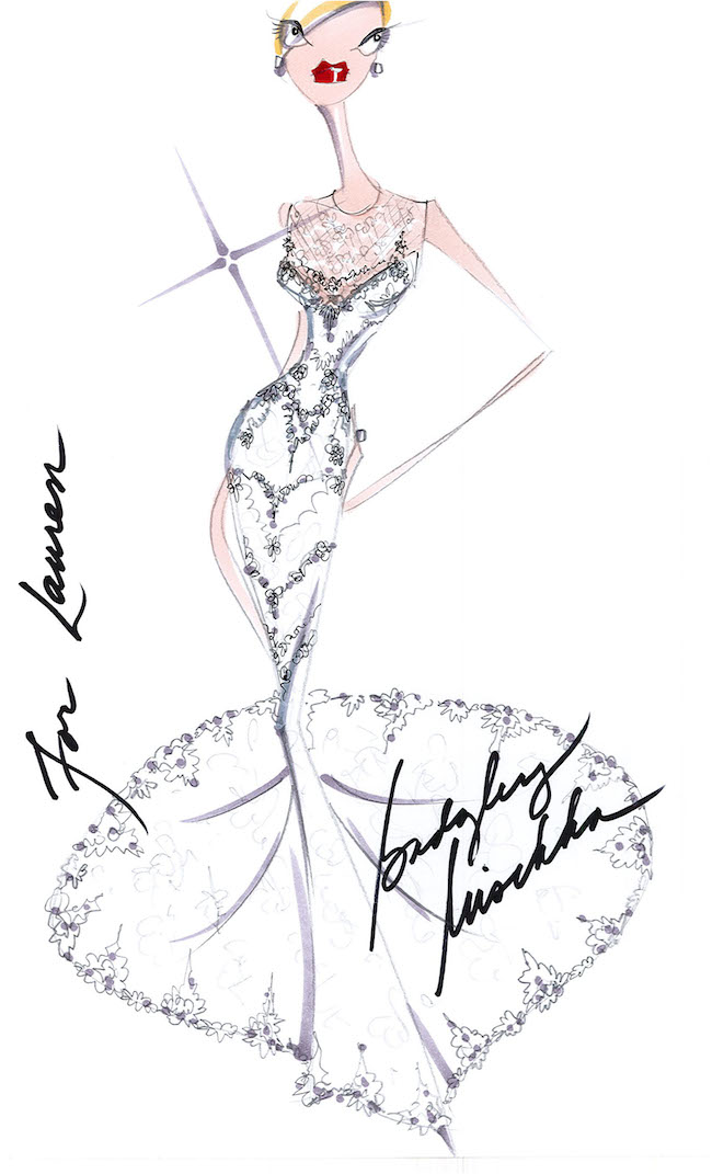 The designers' sketch of Lauren Conrad's beautiful custom gown. Courtesy Badgley Mischka. 
