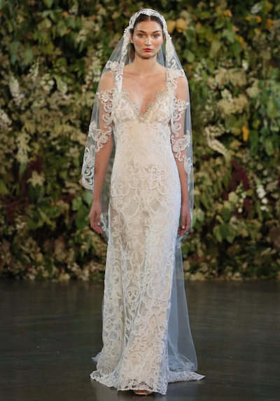 Claire Pettibone's Faith gown is draped in gorgeous embroidery. Photo courtesy of Claire Pettibone.