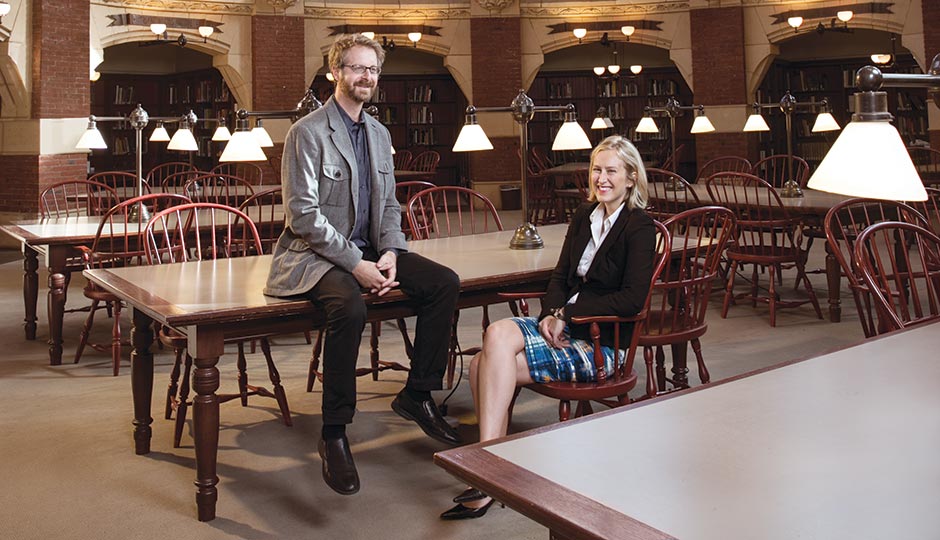 Nathaniel Popkin and Diana Lind at Penn's Fisher Fine Arts Library. Photograph by Justin James Muir