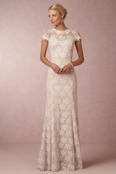 We'd love to see BHLDN's Nova lace gown waiting at our doorstep.