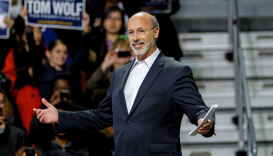 Tom Wolf at a recent campaign rally with President Obama. Photo  | Jeff Fusco