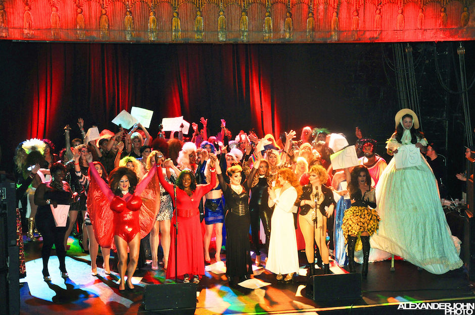 All 82 drag queens after the finale number Friday night at the Trocadero. | Photo by Alexander John