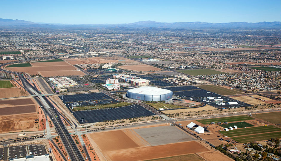 The home of Super Bowl XLIX, Glendale Arizona - Parking lots and dirt.