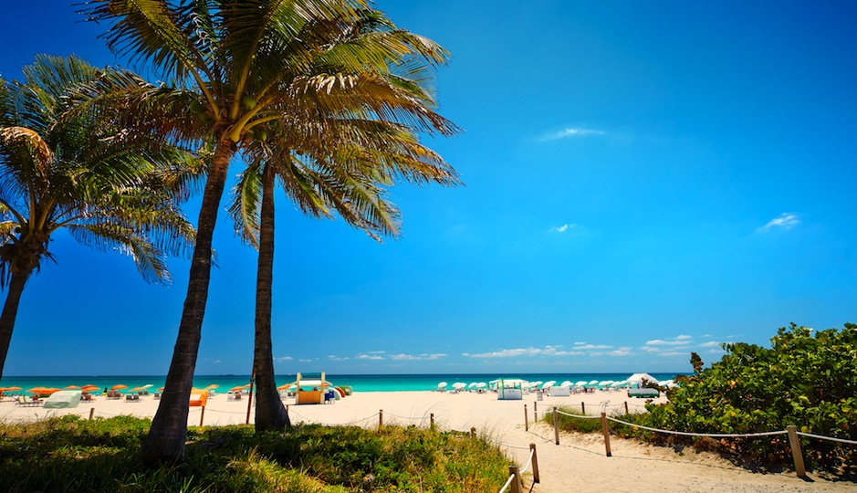 Beach-loving brides should take their party south to Miami. Shutterstock.