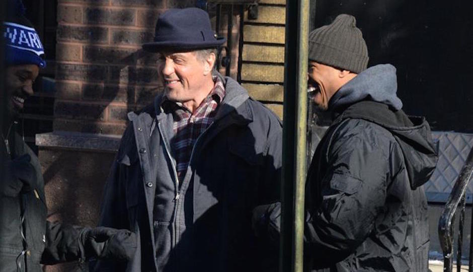 Sylvester Stallone and co-star Michael B. Jordan filming Creed at The Victor Cafe in South Philly on February 18th | Photo by HughE Dillon