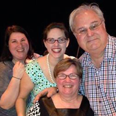 Sisters Gina and Jenn (far left) with their parents after last year's cabaret. | Photo by Parkinson's Council 