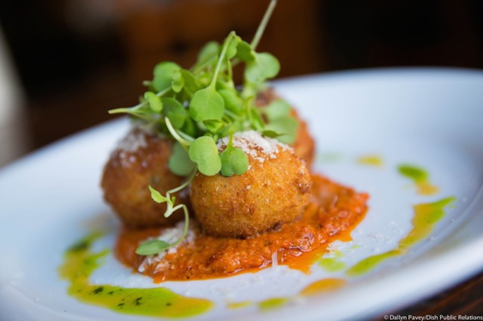 These arancini are available for lunch or as an appetizer for dinner.