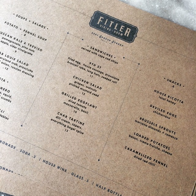 fitler dining room lunch menu