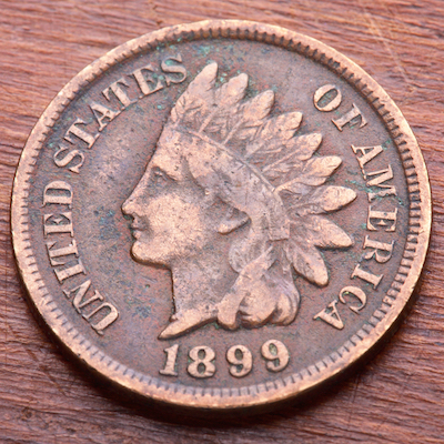 The American Indian Head one-cent coin was produced by the United States Mint from 1859 to 1909 at the Philadelphia Mint. | Shutterstock.com