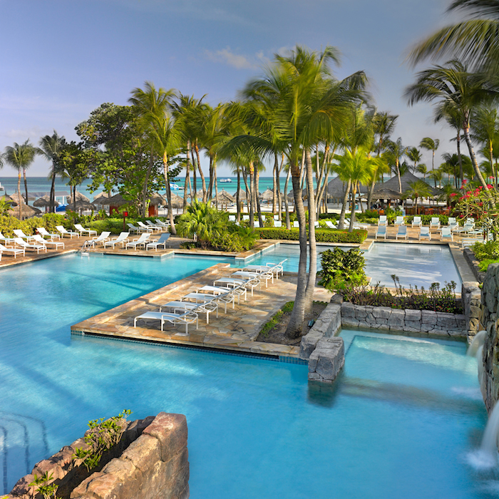 The multi-level pool complex at the Hyatt Regency Aruba Resort Spa & Casino. All photos courtesy of the Hyatt. 