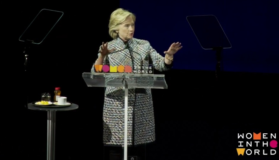 Hillary Clinton at the Women in the World Summit.
