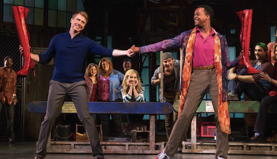 Steven Booth, left, with the 'Kinky Boots' cast.