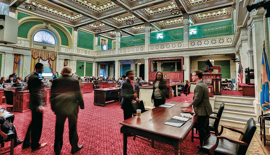 Inside City Council chambers. Photograph by Jeff Fusco