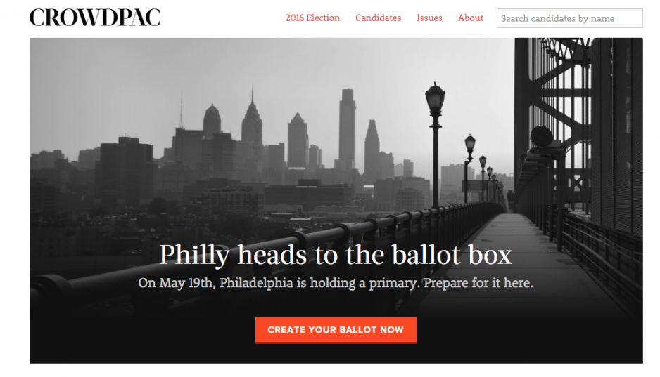 Screenshot of the Crowdpac homepage.