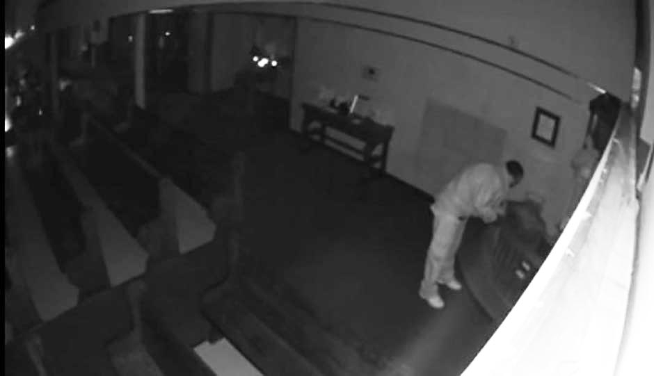 Warminster Police released surveillance footage of the poor box burglar. 