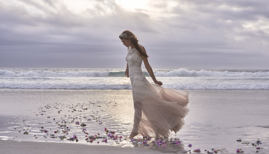 We love the ombre rose tulle on the Kate Gown.