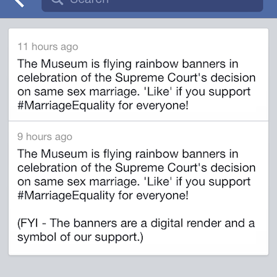 The original Facebook status, top, and the edited status, below.