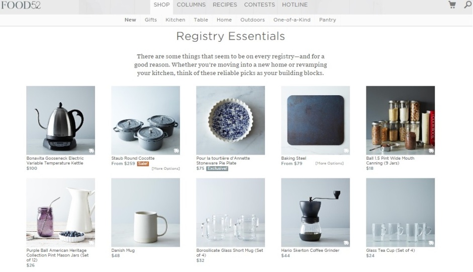 Here's a look at Food52's new registry.