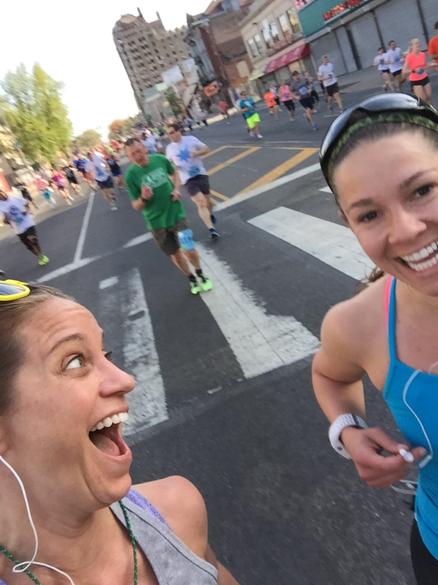 Suzanne Allaire with friend at Broad Street Run, November Project Philadelphia