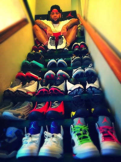 Roper with some of his sneaker collection. He says he's amassed nearly a hundred pairs in the last ten years.  