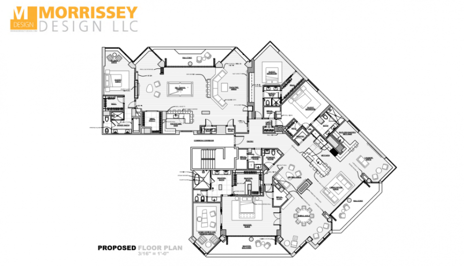 Floor plan via Allan Domb Real Estate and Morrissey Design LLC