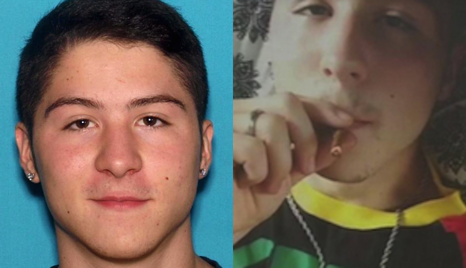 Left, the mega-brained Connor Kennedy smirking for his Winslow Police Department mugshot. Right, Connor Kennedy in one of the photos obtained by police via his Tumblr account.