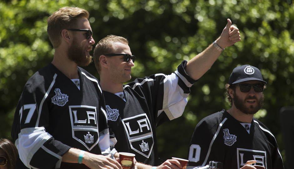 Marian Gaborik, Mike Richards and Jeff Carter at LA Kings 2014 Stanley Cup Victory Parade. Joseph Sohm / Shutterstock.com